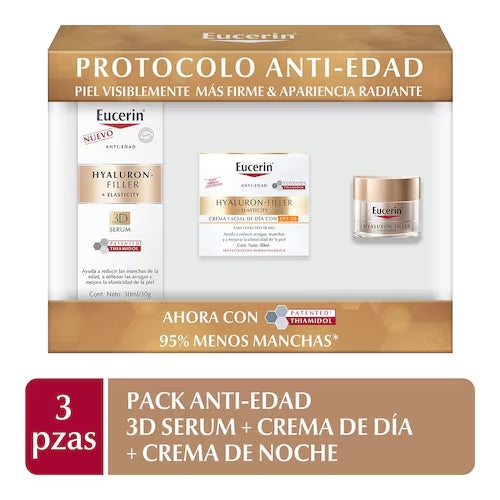 Eucerin Pack Anti-Edad 3D Serum + Crema De Día + Crema De Noche