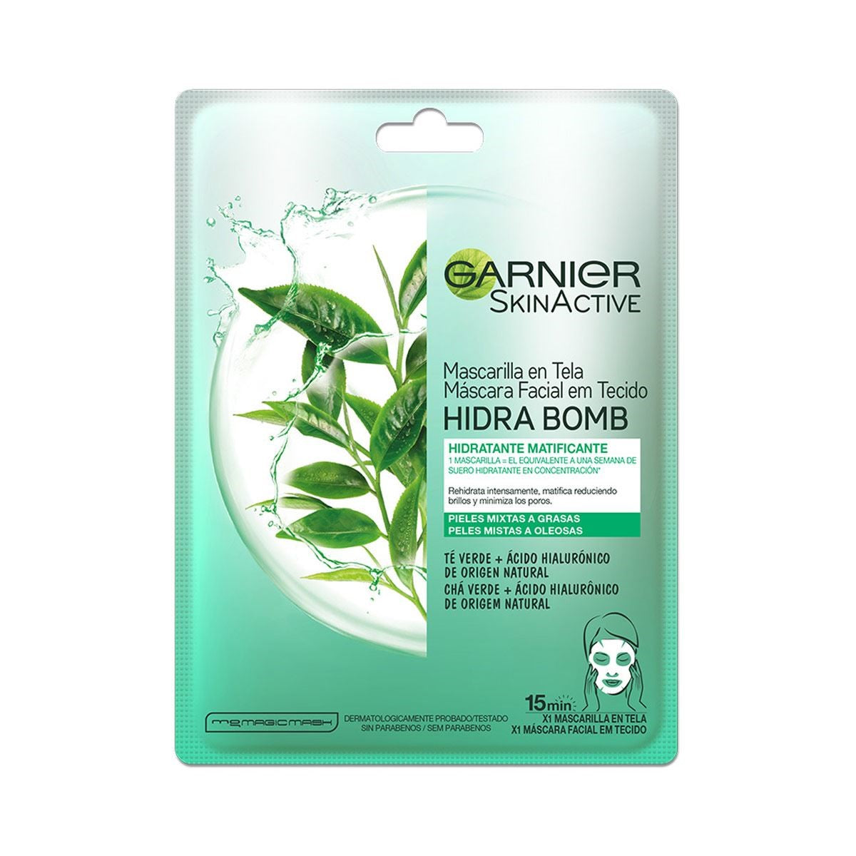 Garnier Hidra Bomb Té Verde Mascarilla Facial 1pz